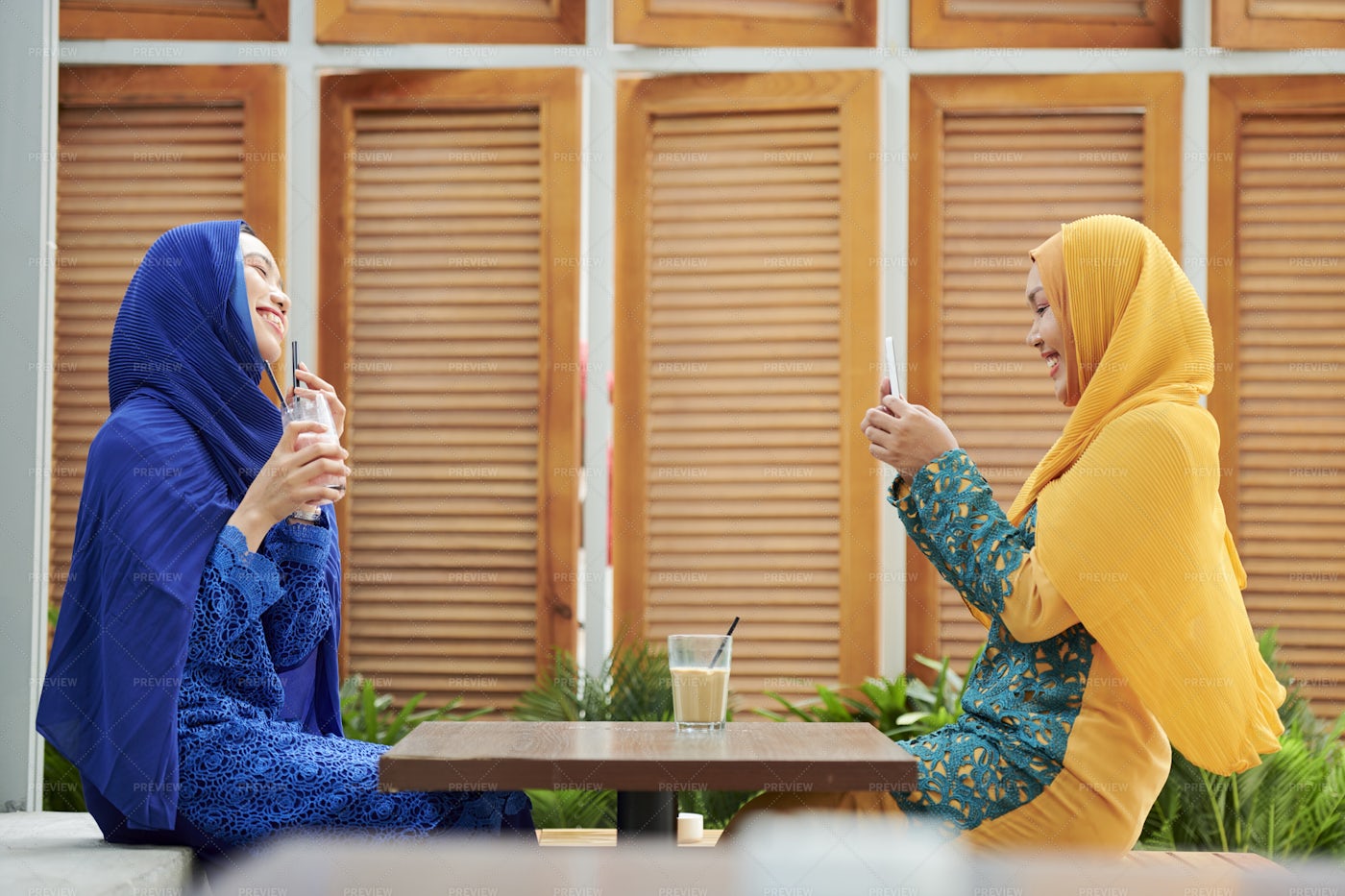 Woman Photographing Friend: Stock Photos