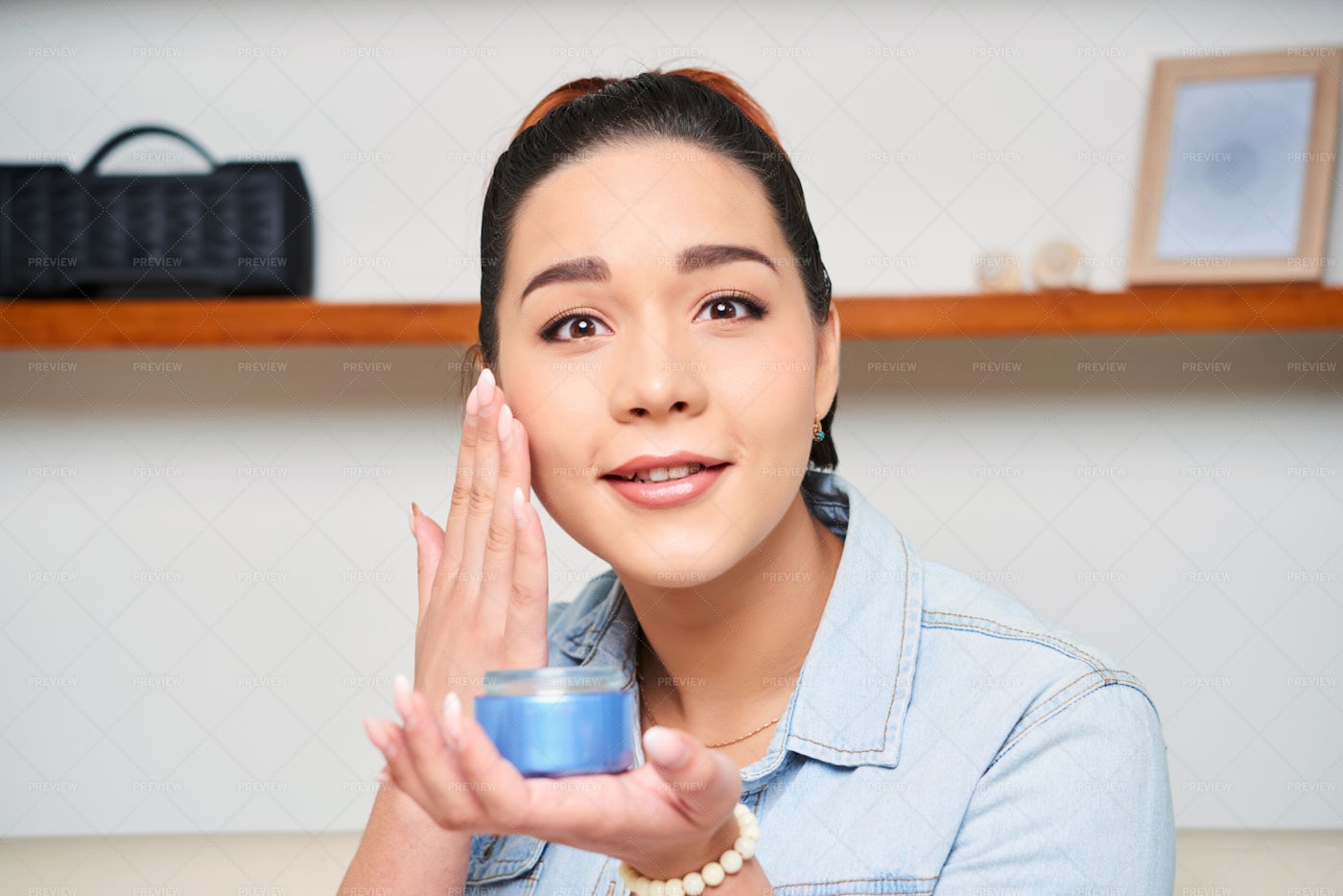 Woman Care For Face: Stock Photos