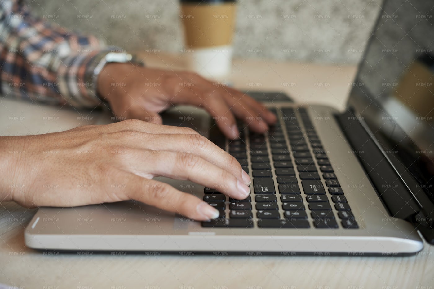 Hands Of Man Working On Laptop: Stock Photos