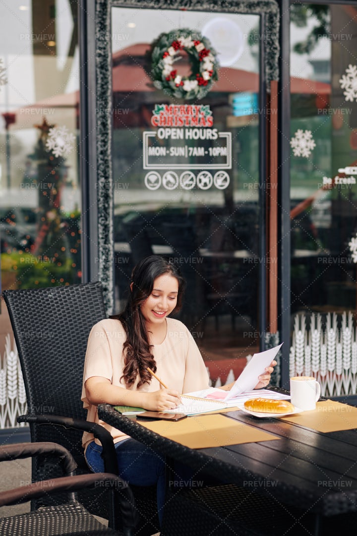 Woman Checking Business Documents: Stock Photos