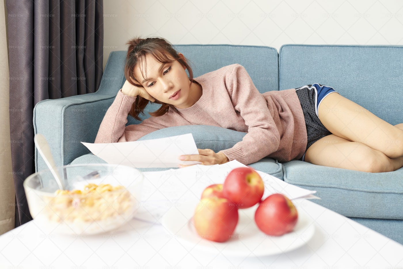 Woman Studuing At Home: Stock Photos
