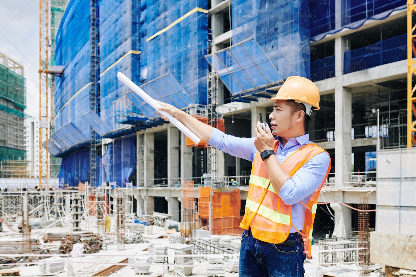 Serious Civil Engineer Managing: Stock Photos