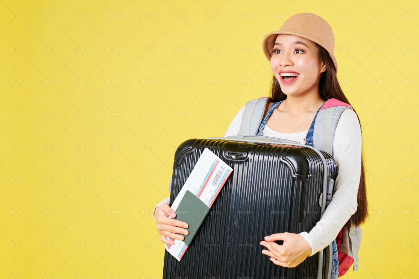 Happy Woman With Baggage: Stock Photos