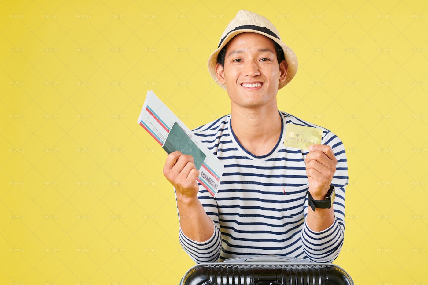 Traveler Bought Ticket With Credit Card: Stock Photos