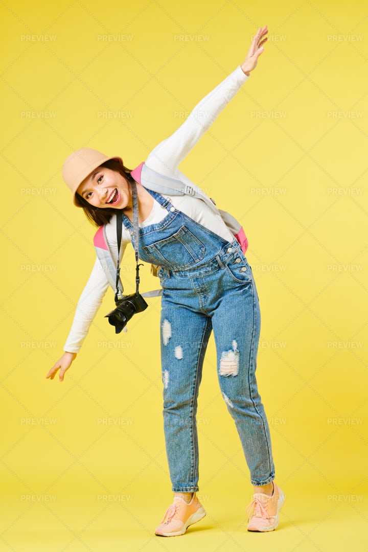 Cheerful Woman Dreaming Of Vacation: Stock Photos