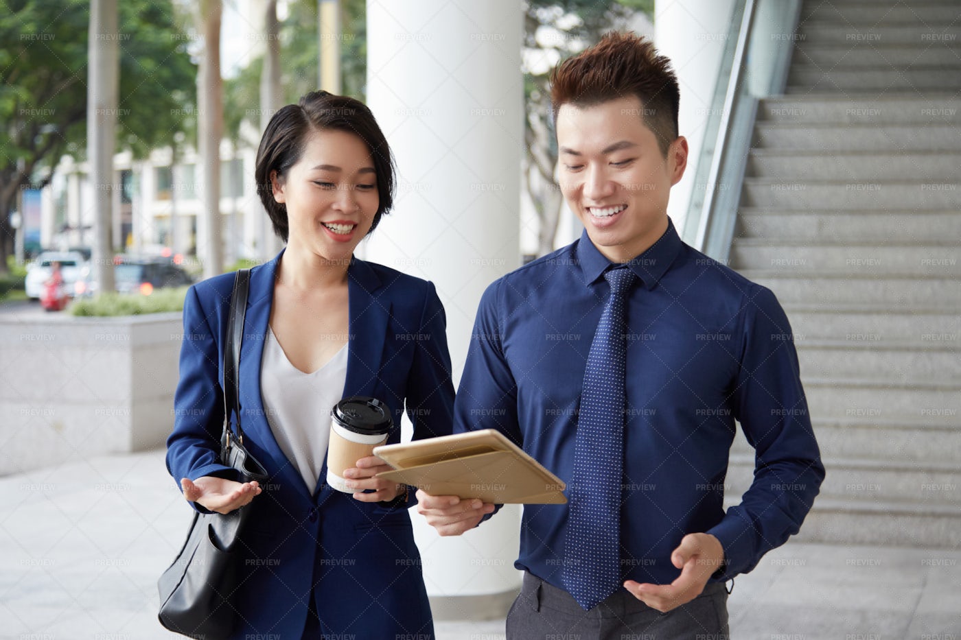 Business Couple Standing Outdoors With: Stock Photos