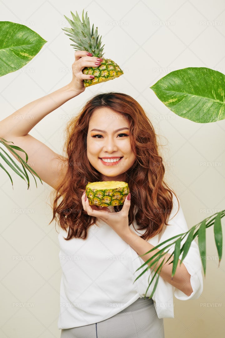 Woman With Exotic Fruit: Stock Photos