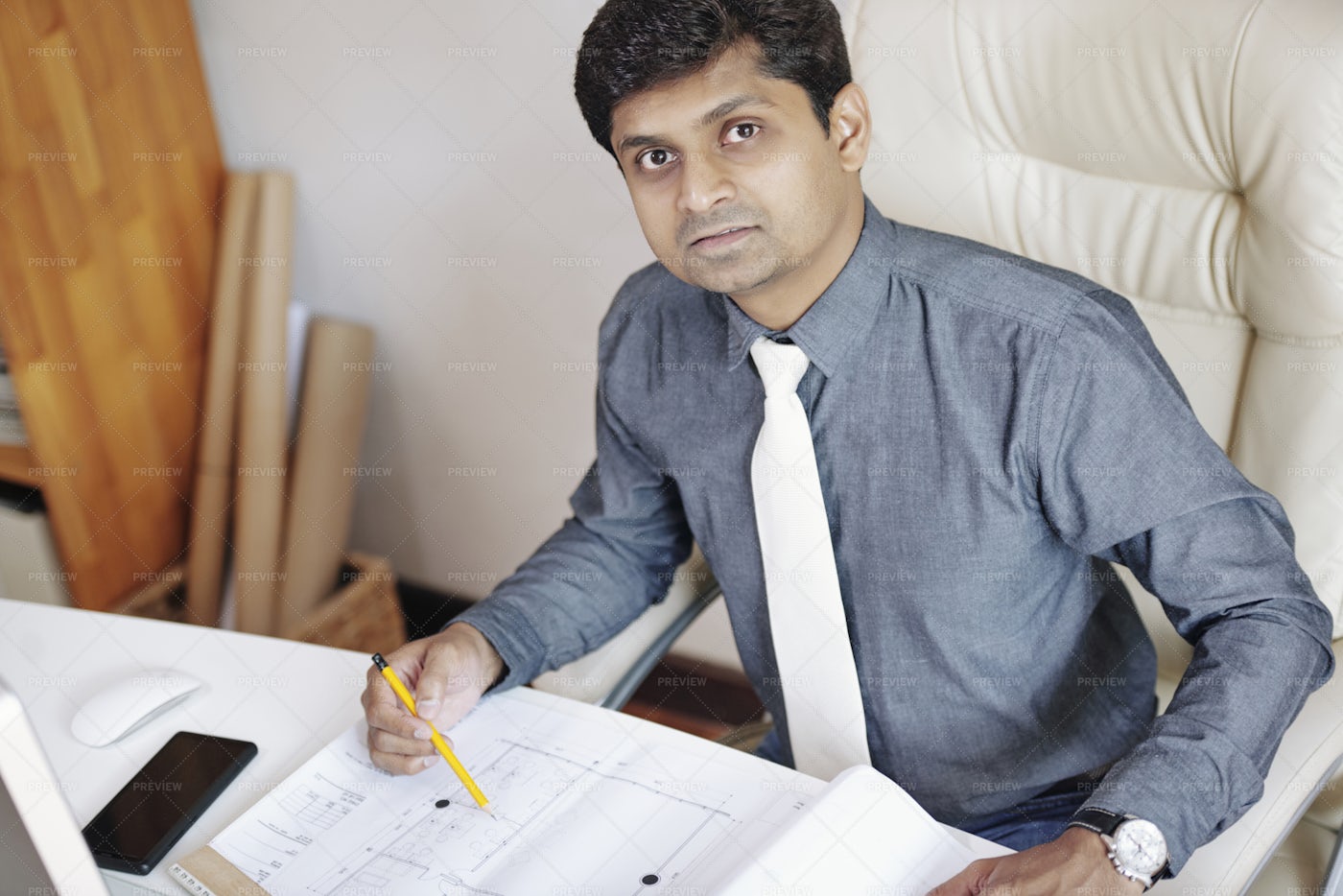 Architect Working In Office: Stock Photos