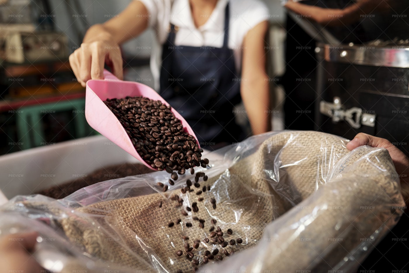 Packing Coffee Into Bag: Stock Photos