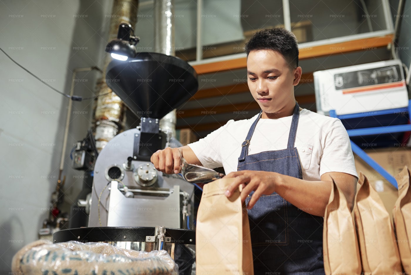 Man At Coffee Factory: Stock Photos
