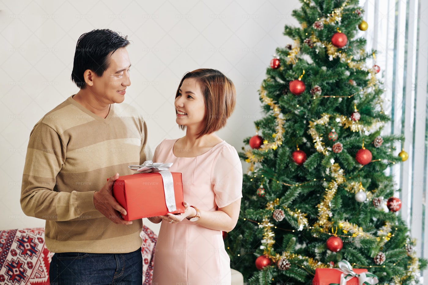 Couple Celebrating Christmas: Stock Photos