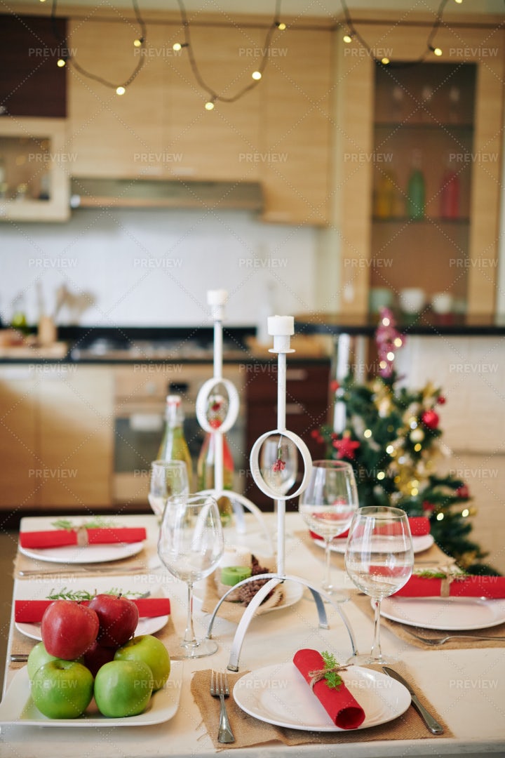Decorated Christmas Table: Stock Photos