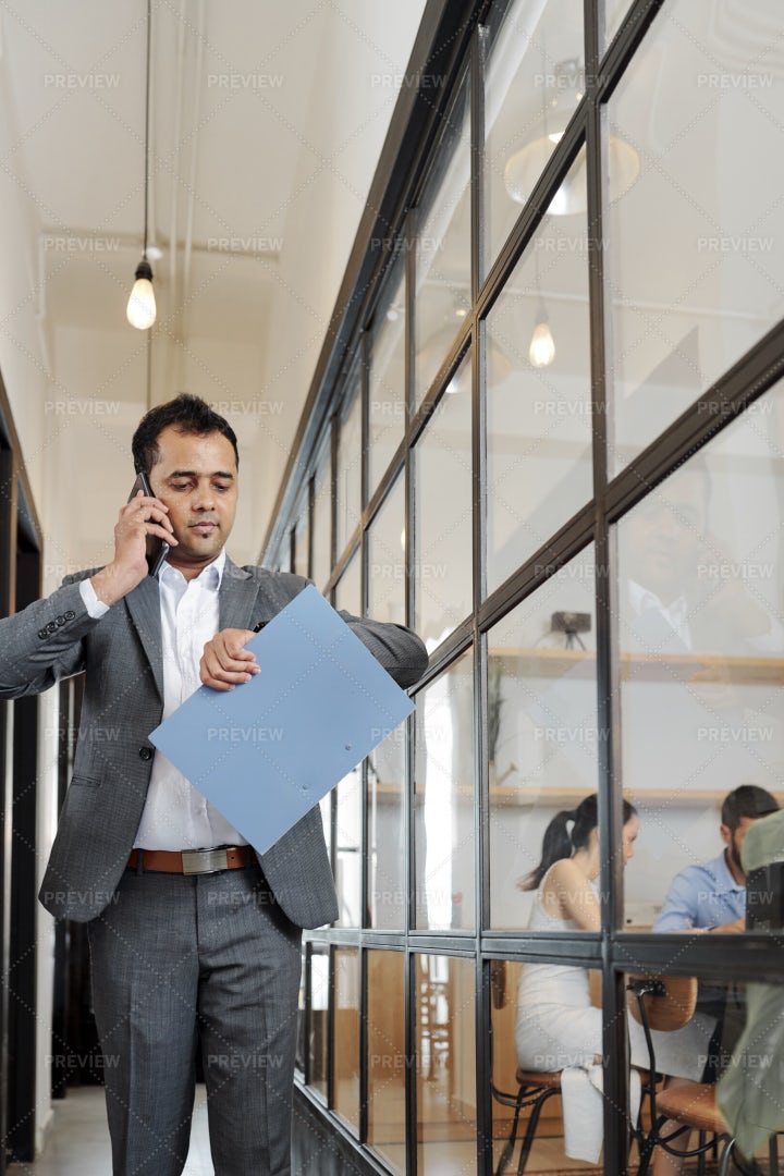 Office Worker Hurry Up To The Business: Stock Photos