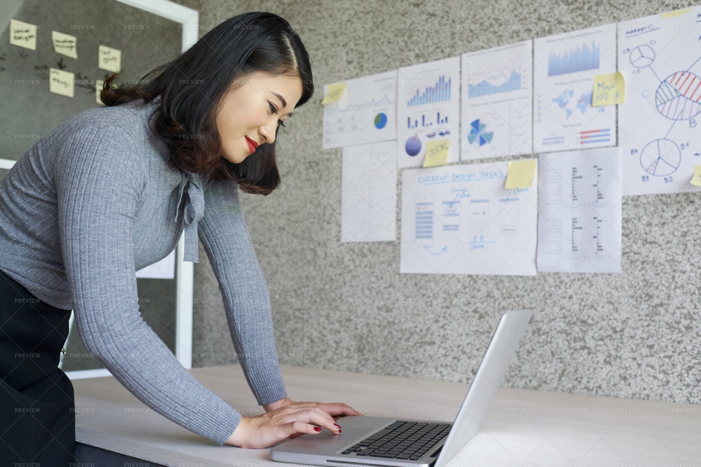 Young Businesswoman Typing On Laptop: Stock Photos