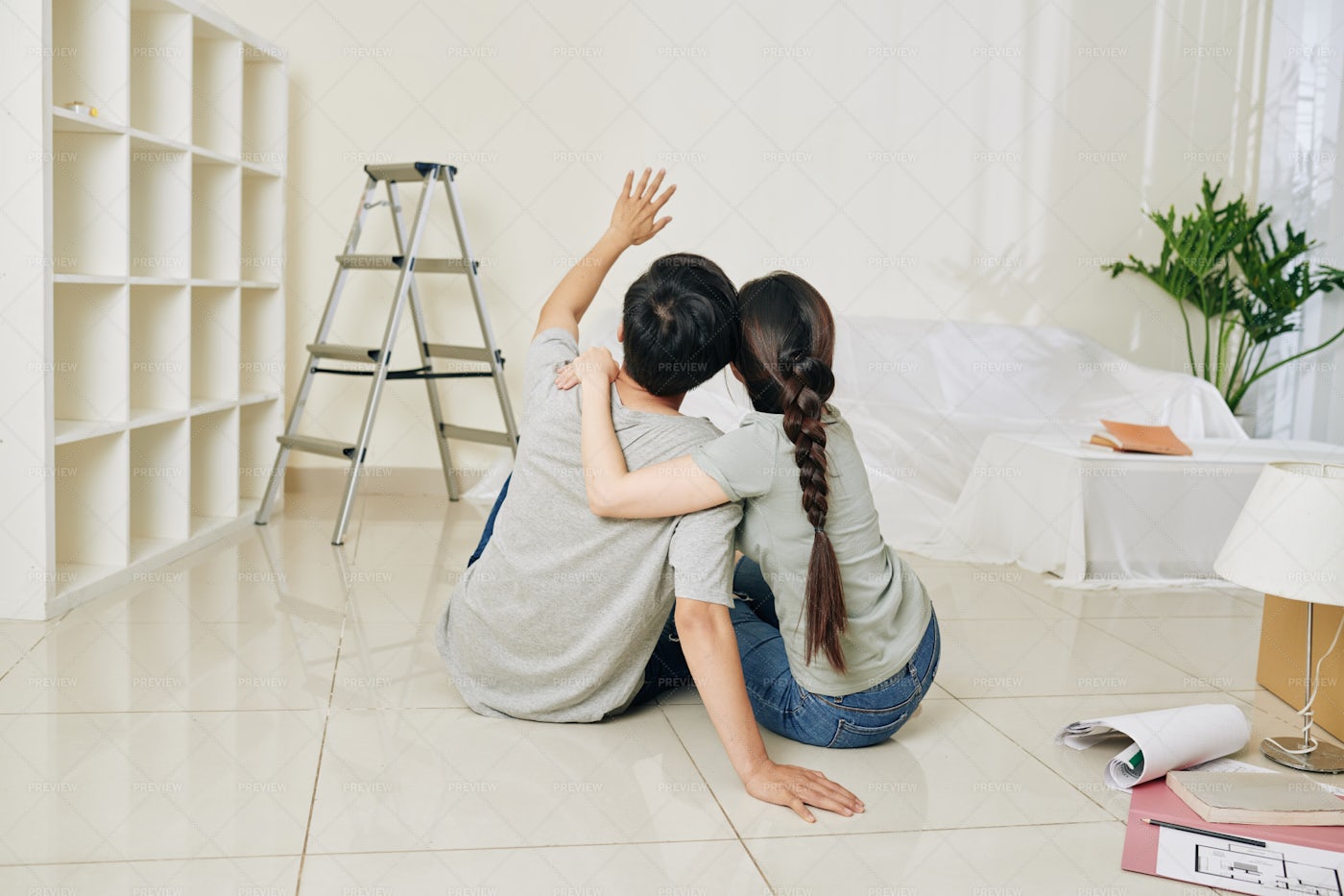 Couple Planning Renovation: Stock Photos