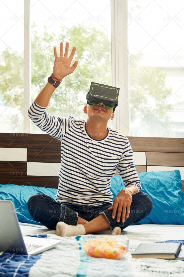 Man Exploring Virtual Reality: Stock Photos
