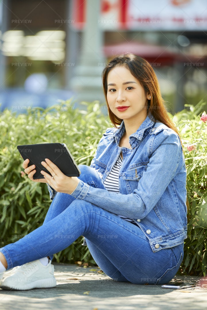 Lovely Woman With Digital Tablet: Stock Photos
