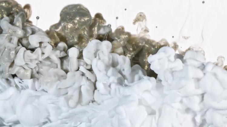 White and Gold Ink Mix: Stock Video