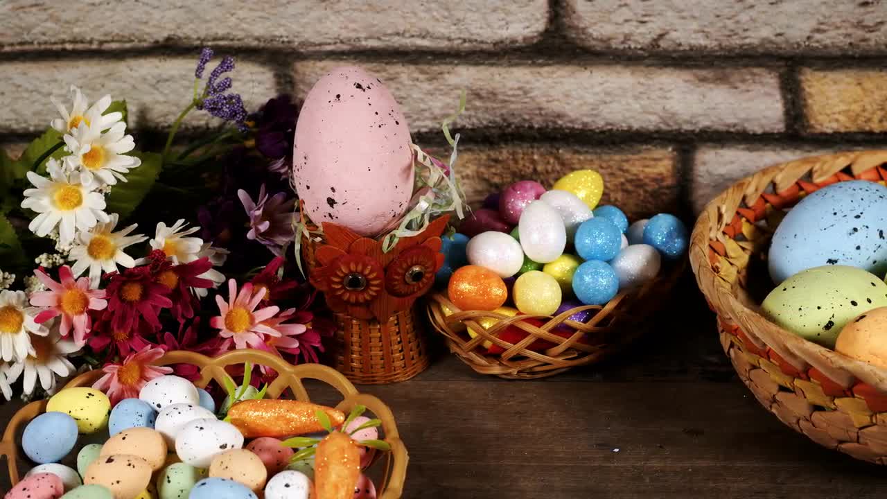 Glittery Easter Egg Decorations Stock Video Motion Array
