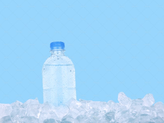 ice cold water bottle Stock Photo