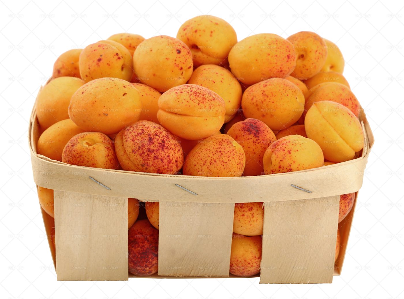 Apricots In Wooden Basket: Stock Photos
