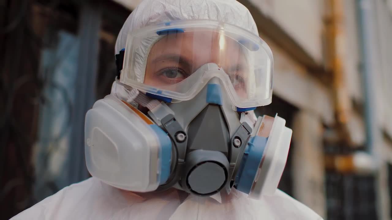 Wearing A Respirator And Goggles - Stock Video | Motion Array