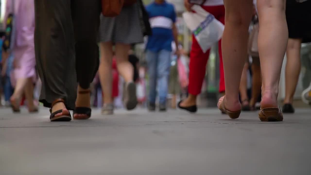 People Walking On Sidewalk Stock Video Motion Array