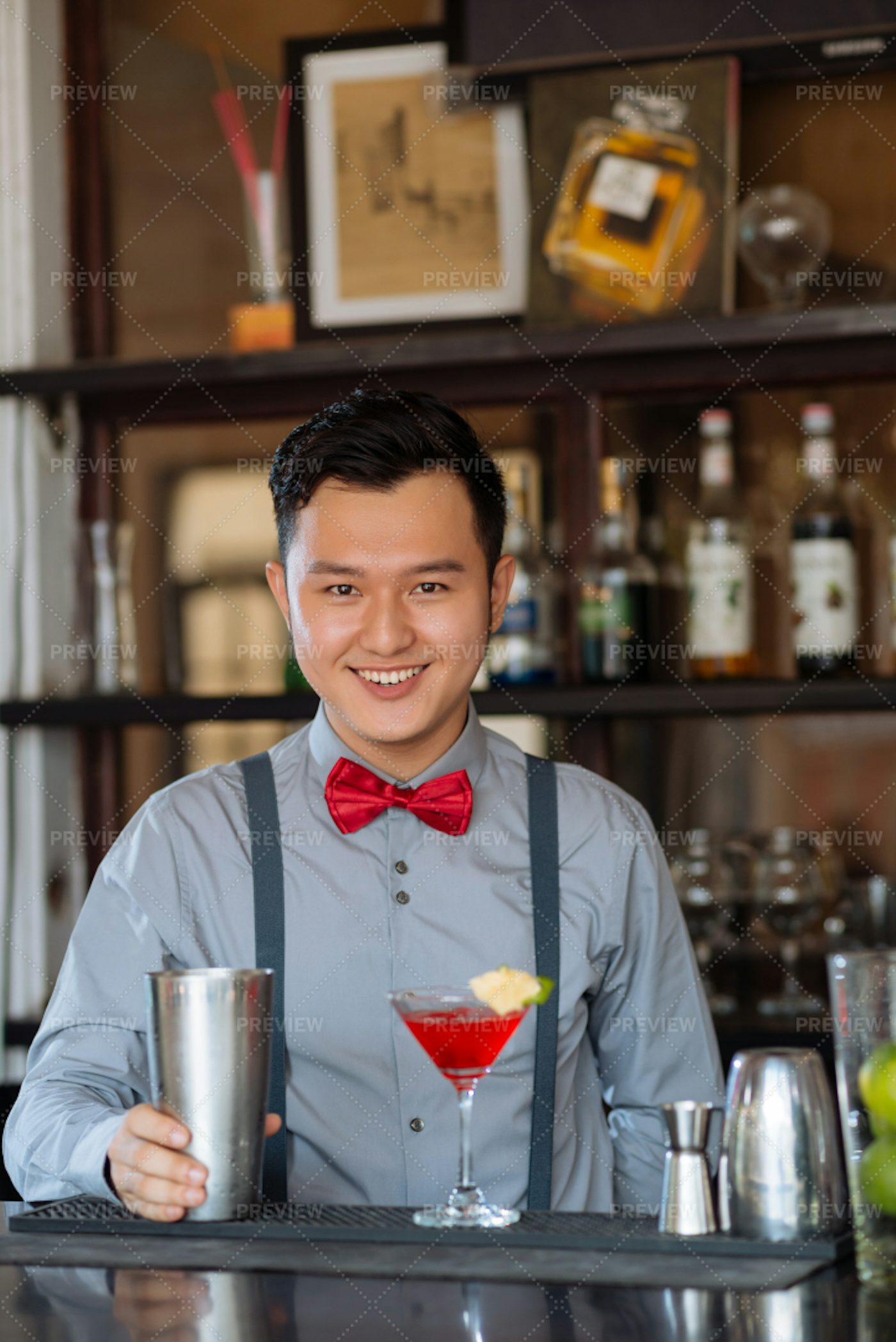 Portrait Of Handsome Bartender  Stock Photos Motion Array