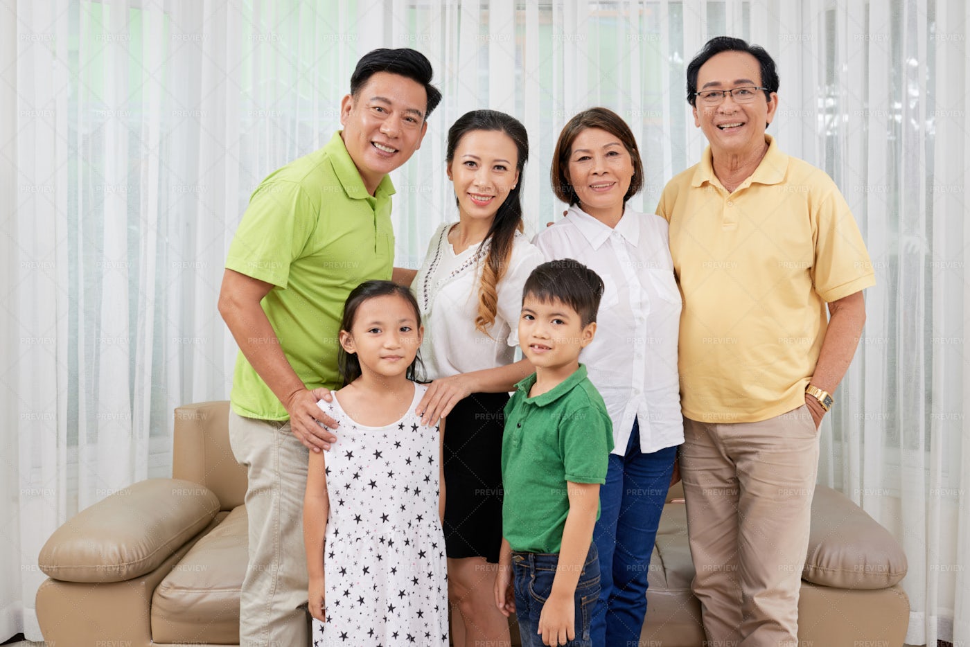 Family Gathered At Home: Stock Photos