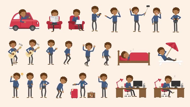 Black Male Character Pack: Stock Motion Graphics