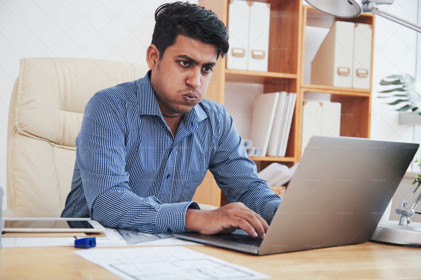 Tired Businessman At Laptop: Stock Photos