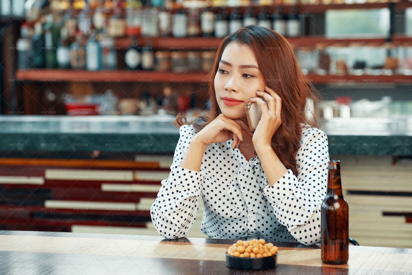 Woman In Pub: Stock Photos