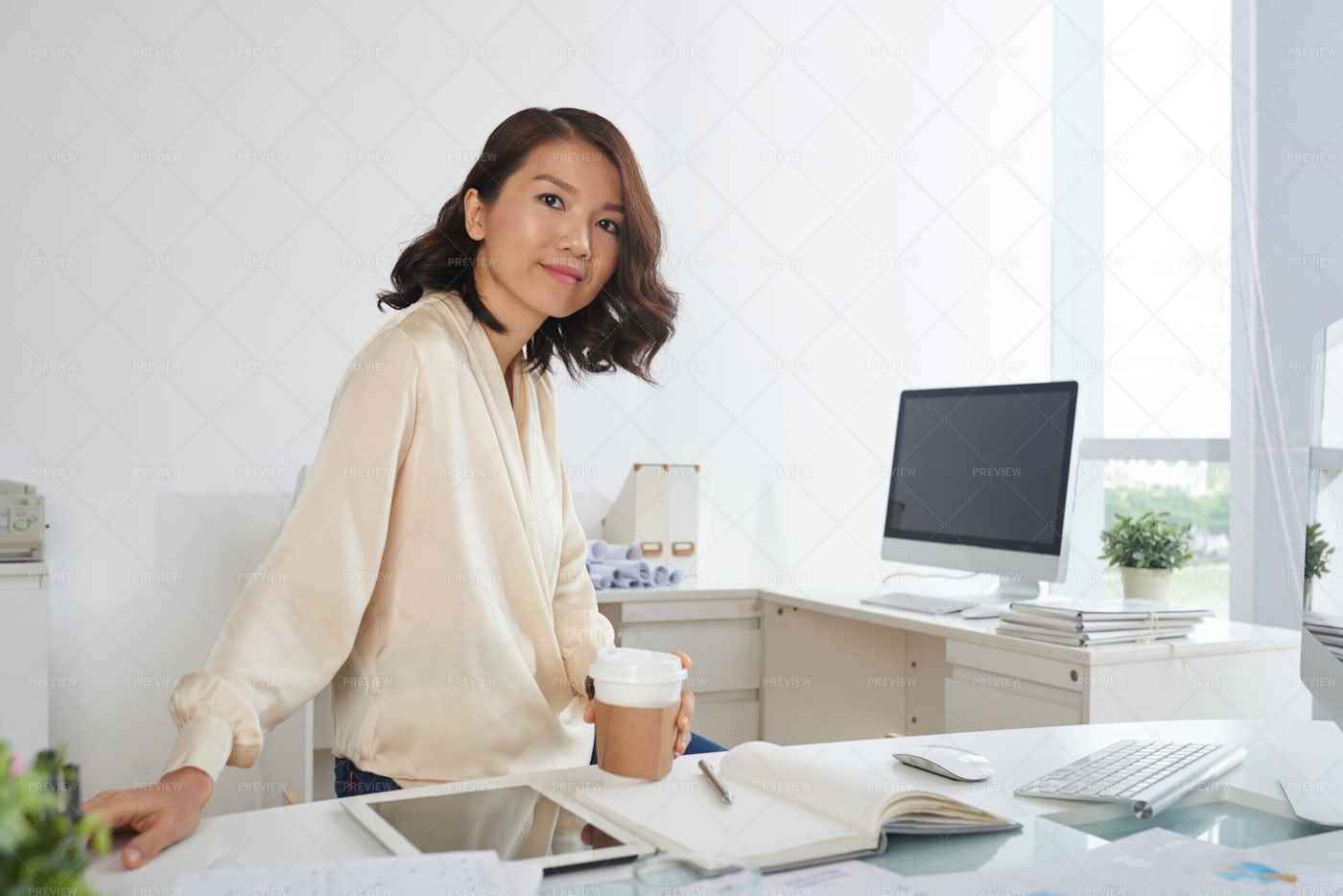 Young Businesswoman At Office: Stock Photos