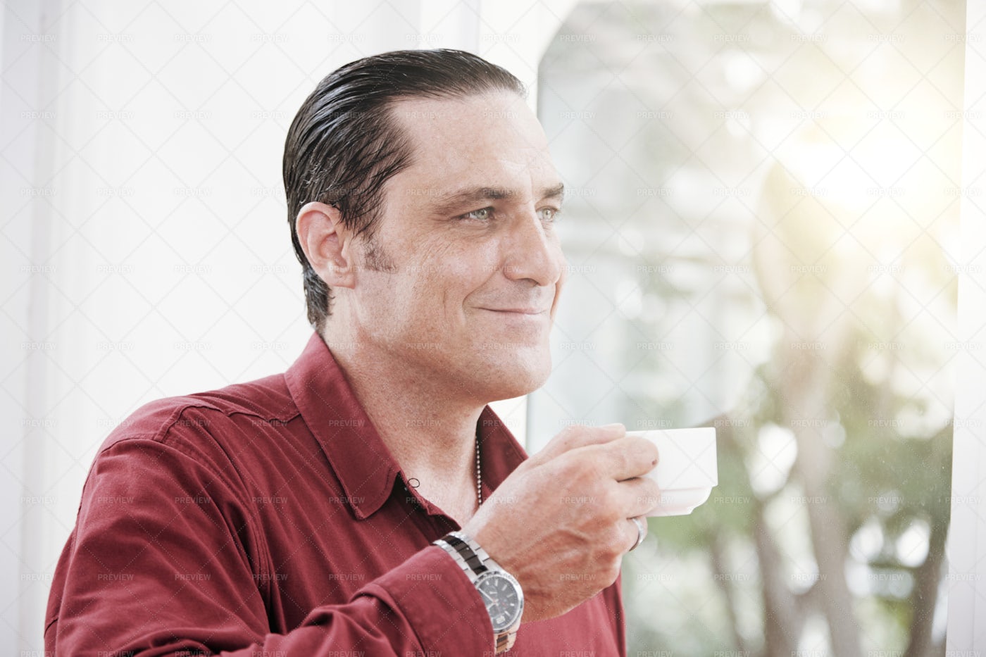 Man Has Coffee Break: Stock Photos