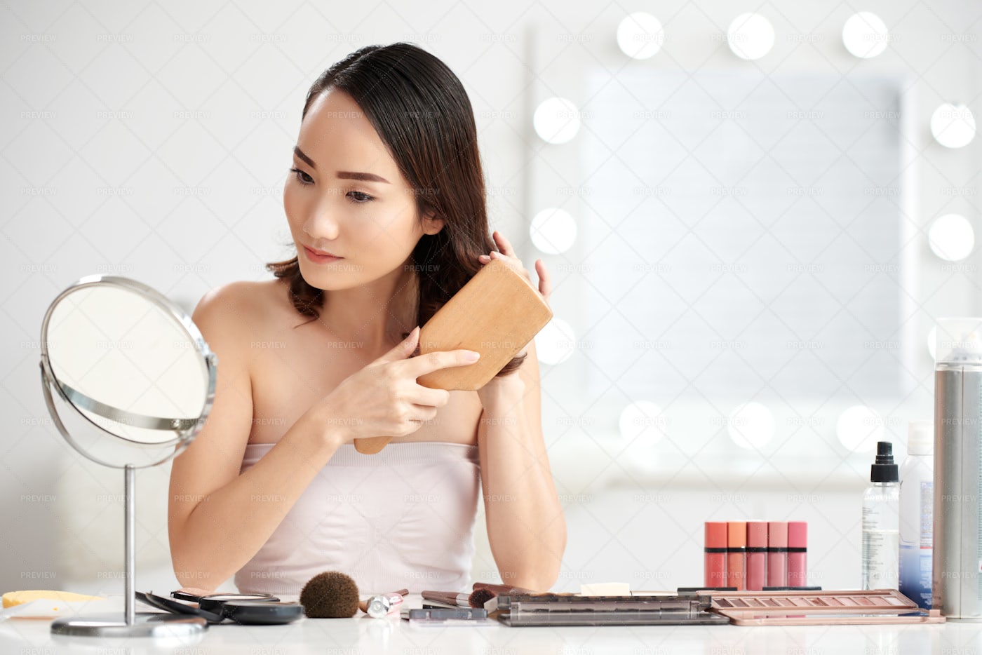 Brushing Hair: Stock Photos