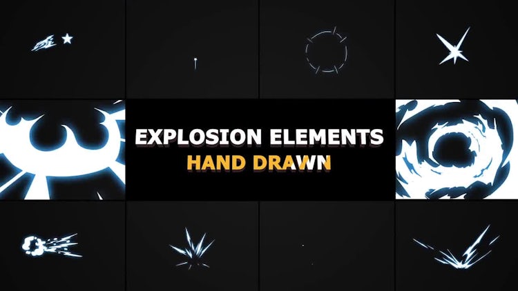 Hand Drawn Explosion Elements And Transitions: Stock Motion Graphics