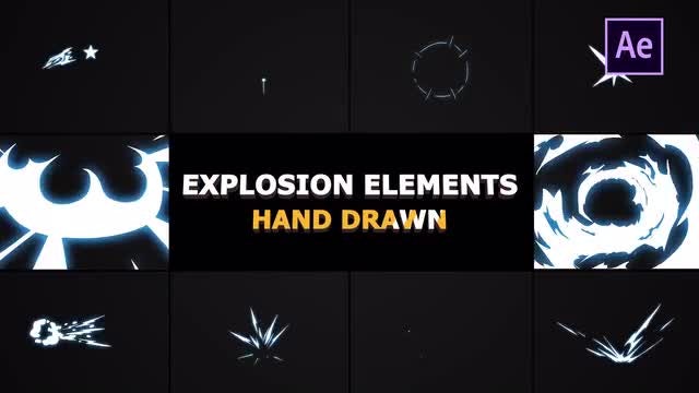 Hand Drawn Explosion Elements And Transitions: After Effects Templates