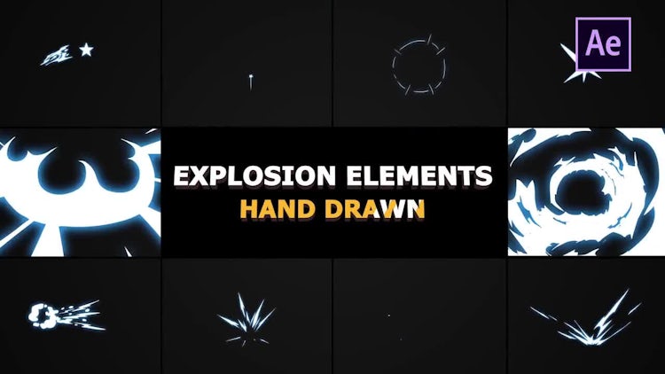 Hand Drawn Explosion Elements And Transitions: After Effects Templates