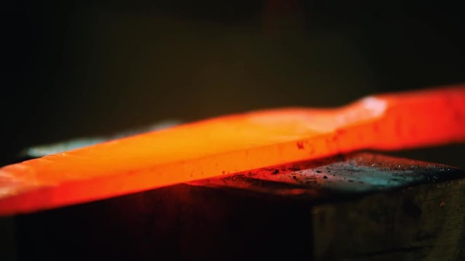red hot metal rod