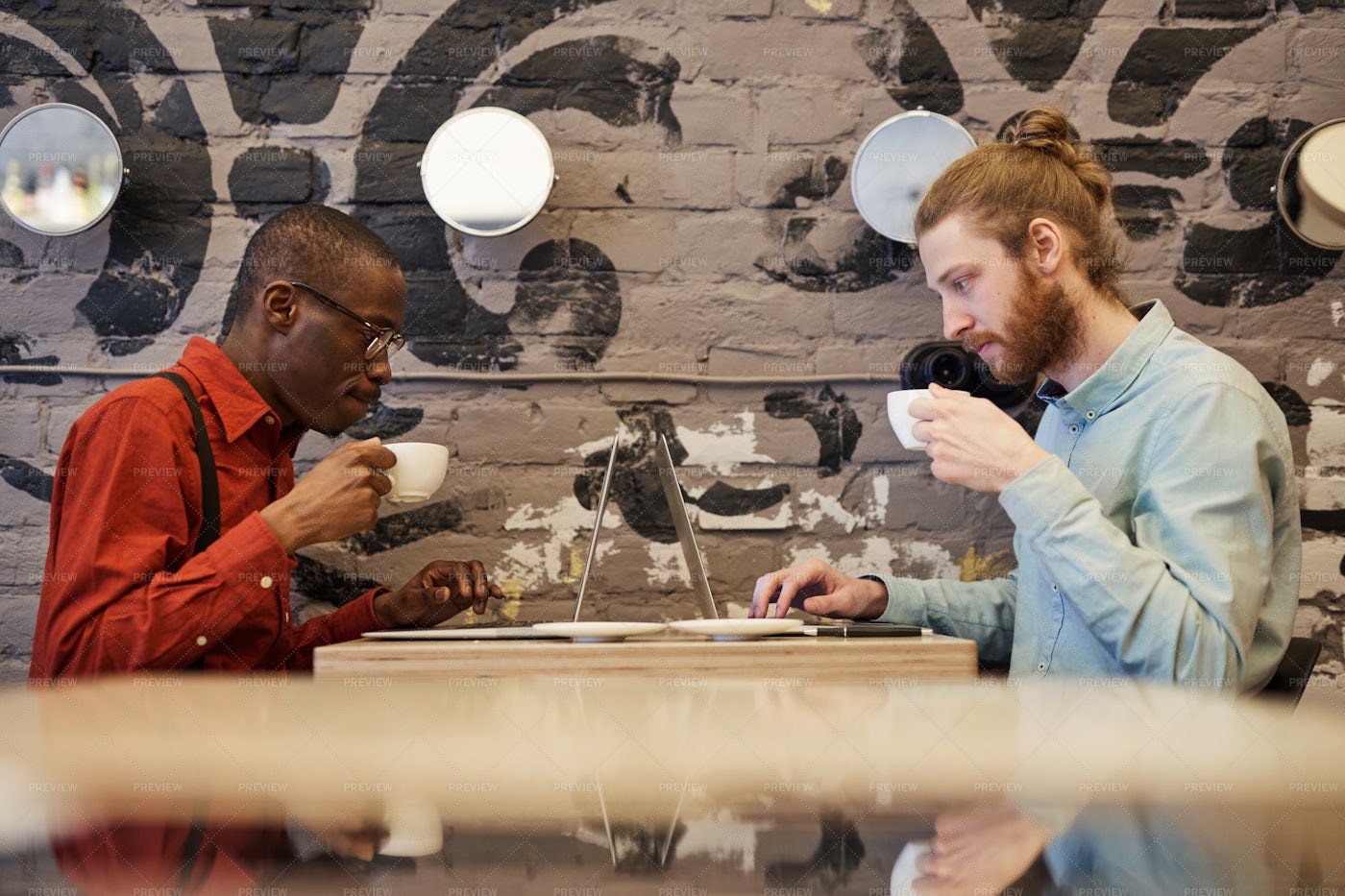 Freelancers In Cafe: Stock Photos