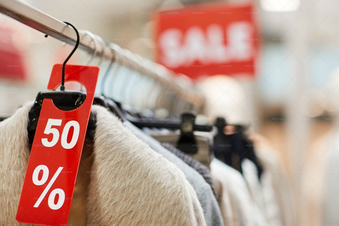 Sale Tags In Clothing Store - Stock Photos | Motion Array