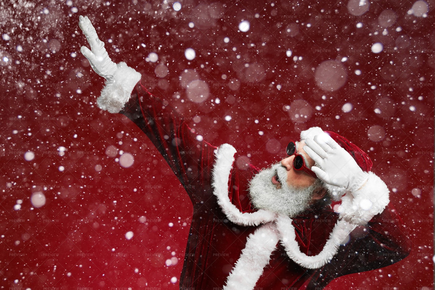 Cool Santa Claus On Red - Stock Photos | Motion Array