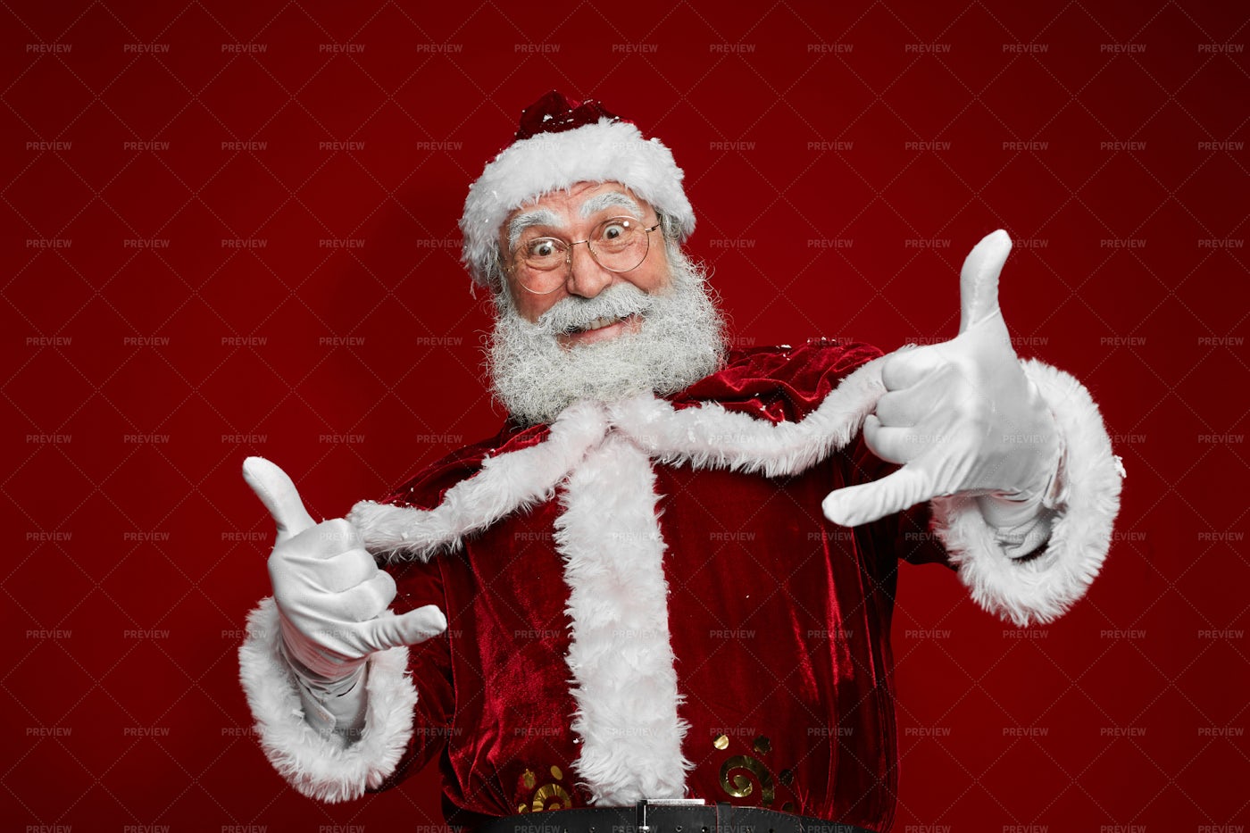 Santa Claus Showing Dancing On Red: Stock Photos