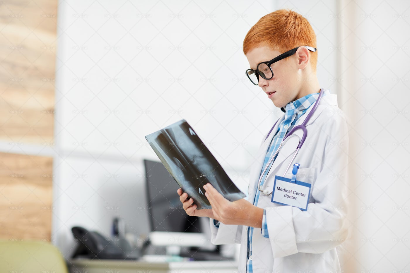 Little Boy Playing Doctor: Stock Photos