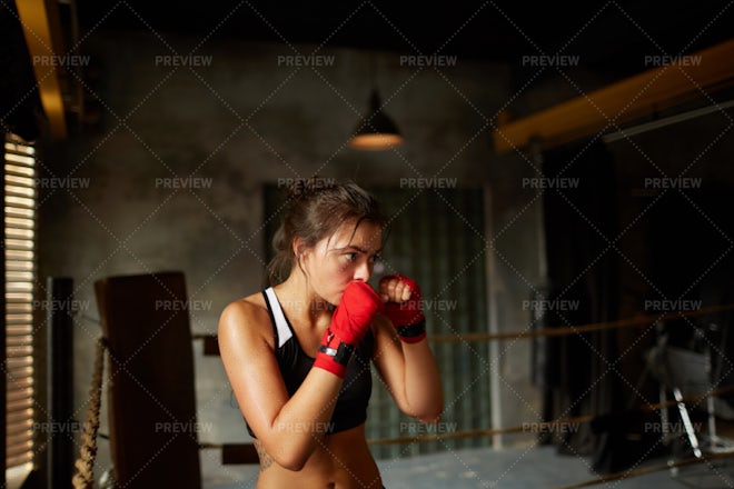 Exhausted female boxer stock image. Image of sensual - 25235399