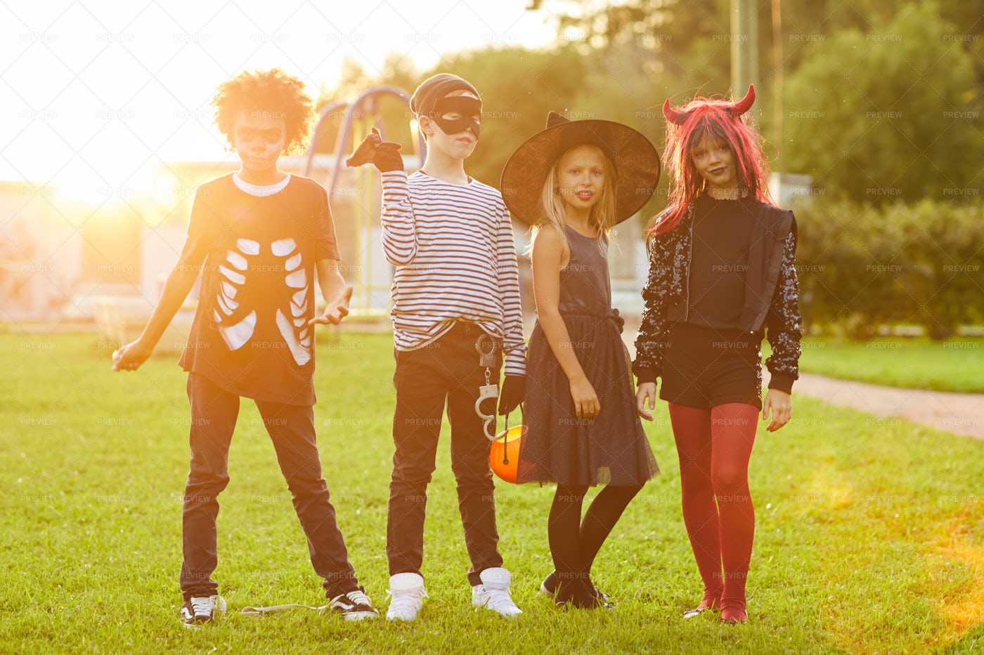 Friends Posing Outdoors On...: Stock Photos