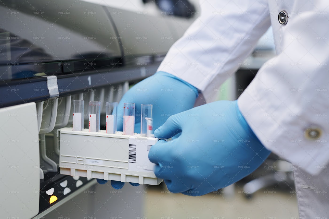 Using Laboratory Machine For Blood...: Stock Photos