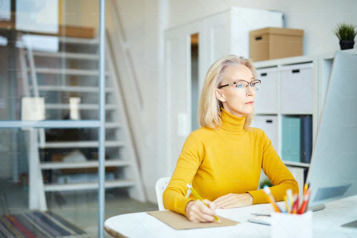 Mature Businesswoman At Work: Stock Photos