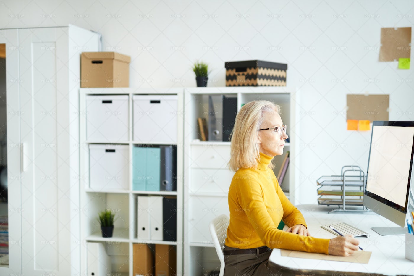 Mature Businesswoman Using Computer: Stock Photos