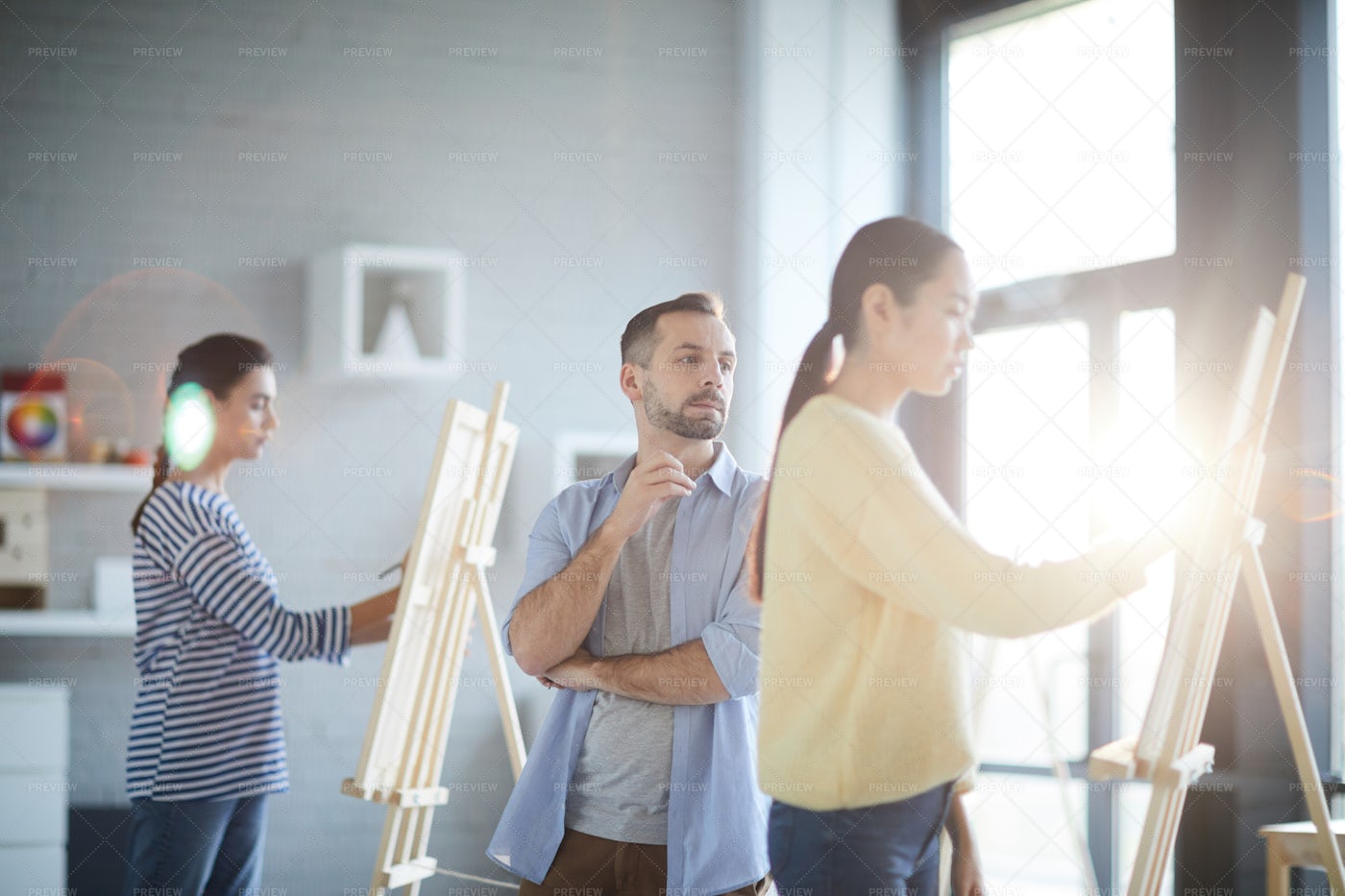 Teacher Of Painting: Stock Photos